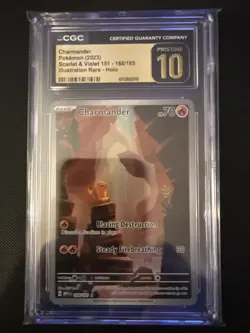 2023 POKEMON CGC 10 PRISTINE CHARMANDER 168/165 SCARLET & VIOLET 151 HOLO - Image 1