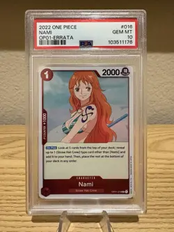 2022 ONE PIECE OP01-ROMANCE DAWN ERRATA #016 NAMI PSA 10 - Image 1