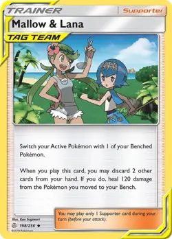 Pokemon TCG Mallow & Lana 198/236 Sun & Moon-Cosmic Eclipse Regular NM/M - Image 1