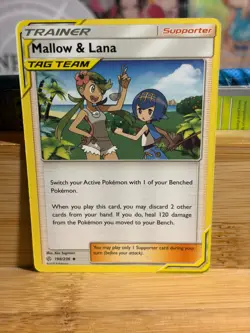 MALLOW & LANA 198/236 Cosmic Eclipse Uncommon Trainer Pokemon TCG Near Mint - Image 1
