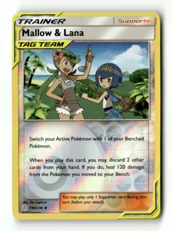Mallow & Lana Uncommon Reverse Holo SM - Cosmic Eclipse 198/236 LP Pokemon TCG - Image 1