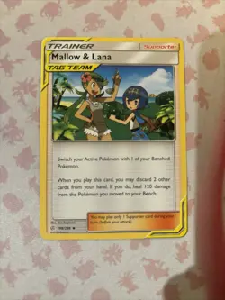 🚀198/236 Mallow & Lana : Uncommon : Cosmic Eclipse Pokemon Trading MINT - Image 1