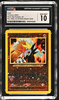 CGC 10 Entei Black Star Promo 34 Reverse holo Pokemon graded card - Image 1