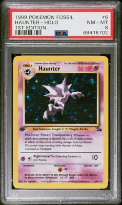 PSA 8 HAUNTER HOLO 1ST EDITION 1999 POKEMON FOSSIL #6 - Image 1
