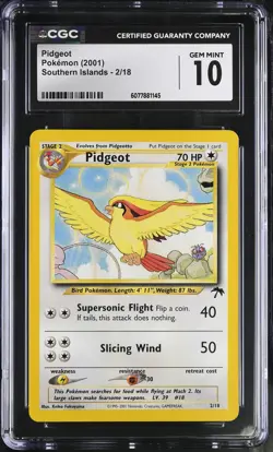 CGC 10 GEM MINT Pidgeot 2001 Southern Islands 2/18 Pokemon Card - Image 1