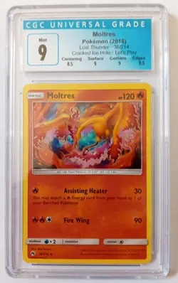 CGC 9 Moltres 38/214 Lost Thunder Cracked Ice Holo Let’s Play Pokemon - Image 1