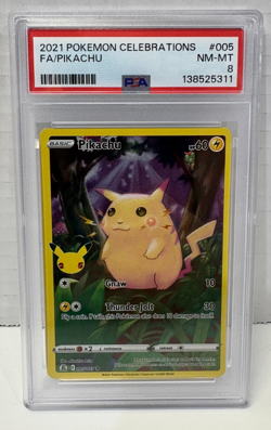 2021 Pokemon Celebrations Pikachu Full Art Holo PSA 8 Mint 005/025 - Image 1