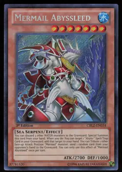 Mermail Abyssleed CBLZ-EN034 Secret Rare Cosmo Blazer 1st Edition Yu-Gi-Oh - Image 1