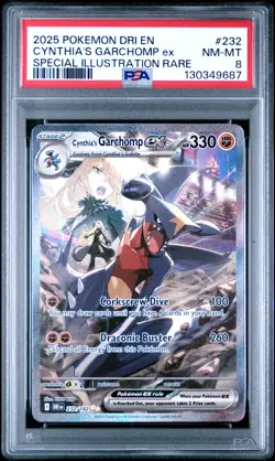 2025 POKEMON DRI EN-DESTINED RIVALS #232 CYNTHIA'S GARCHOMP EX PSA 8 - Image 1