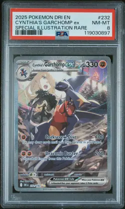2025 POKEMON DRI EN-DESTINED RIVALS #232 CYNTHIA'S GARCHOMP EX PSA 8 - Image 1