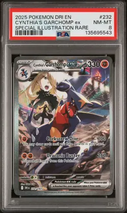 2025 POKEMON DRI EN-DESTINED RIVALS #232 CYNTHIA'S GARCHOMP EX PSA 8 - Image 1
