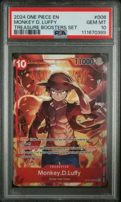 2024 ONE PIECE PROMOS TREASURE BOOSTERS SET #006 MONKEY D. LUFFY PSA 10 - Image 1