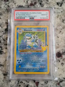 Pokemon TCG Blastoise Celebrations Classic Collection Card 2/102, PSA 10 - Image 1