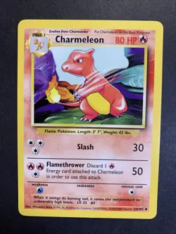 1999-2000 4th print UK Edition Pokemon Charmeleon 24/102 Base Card NM - Image 1