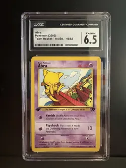 CGC 6.5 Abra Team Rocket 1st Edition 49/82 Pokemon Card (2000) ✨ Vintage ✨ - Image 1