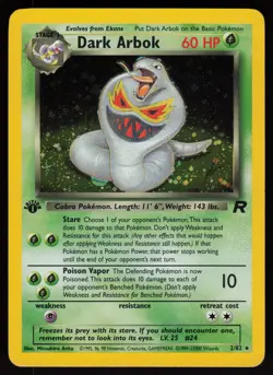Dark Arbok 2/82 Rare Team Rocket Holo 1st Edition Pokemon - Image 1