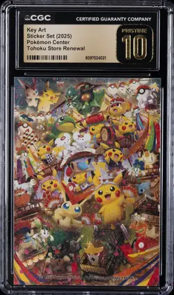 2025 POKEMON CENTER STICKER SET TOHOKU STORE RENEWAL KEY ART CGC 10 PRISTINE - Image 1