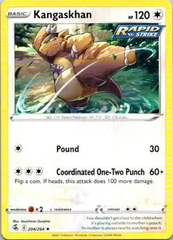 Kangaskhan #204/264 Pokemon SWSH08: Fusion Strike Near Mint or Better - Image 1