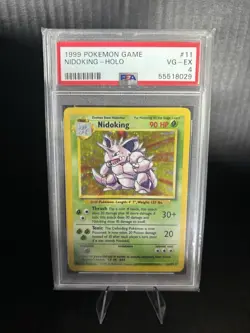 Pokemon TCG Nidoking 11/102 Base Set Holo Rare Stage 2 HP 90 English PSA 4 - Image 1