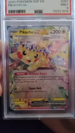 Pikachu EX Surging Sparks #57/191 - PSA 9 - Double Rare - Pokemon TCG 2024 - Image 4
