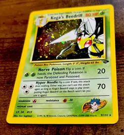 Koga's Beedrill #9/132, 1st Ed Holo Rare Gym Challenge, Vintage Pokemon, HP - Image 1
