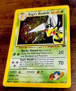 Koga's Beedrill #9/132, 1st Ed Holo Rare Gym Challenge, Vintage Pokemon, HP - Image 3