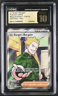 Lt. Surge's Bargain *CGC PRISTINE 10* Ultra Rare *Mega Evolution* #170* Pokemon - Image 1
