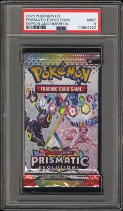 Pokemon S&V Prismatic Evolutions Espeon & Umbreon Booster Pack PSA 9 Mint - Image 1
