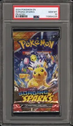 2024 Pokemon S&V Surging Sparks Booster Pack Pikachu Art PSA 10 Gem Mint - Image 1