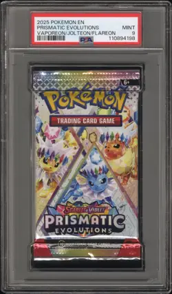 Pokemon S&V Prismatic Evolutions Vaporeon / Jolteon / Flareon Pack PSA 9 Mint - Image 1
