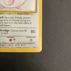 Pokemon Chansey 3/102 Base Set Unlimited Holo Rare MP condition - Image 4