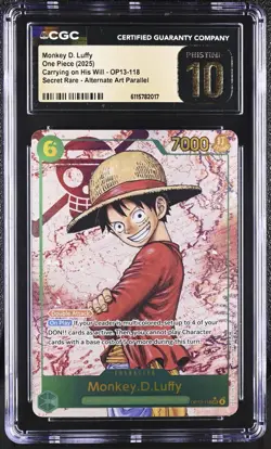 One Piece 2025 OP13-118 R Alt Art Parallel Monkey D. Luffy PRISTINE 10 NEW 🔥 - Image 1