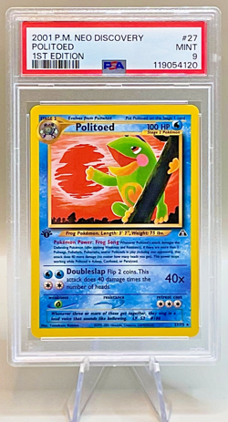 Pokemon 1st EDITION Politoed #27/75 Non-Holo Rare - 2001 Neo Discovery - PSA 9! - Image 1