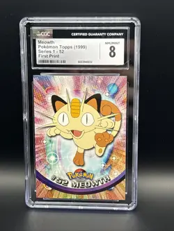 CGC 8.5 Meowth Topps 2000 Chrome Series 1 52 Chrome Pokemon Card STRONG - Image 1