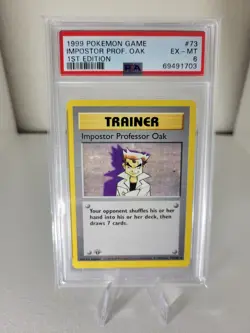 1999 Pokemon TCG Base Set FIRST EDITION Imposter Professor Oak 73/102 PSA 6 - Image 1