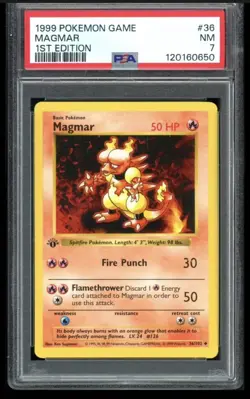 1999 POKEMON SET 1ST EDITION #36/102 MAGMAR PSA 7 - Image 1