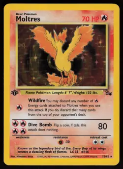 Moltres 12/62 Rare Fossil Holo 1st Edition Pokemon - Image 1