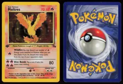 Moltres 12/62 Rare Fossil Holo 1st Edition Pokemon - Image 3