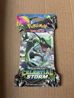 Pokemon Sun & Moon CELESTIAL STORM Sleeved Booster Pack Rayquaza Artwork - Image 1