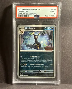 PSA 9 Umbreon Europe Exclusive #130 2023 Pokemon Obf En-Obsidian Flames - Image 1