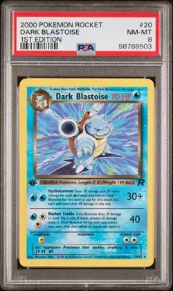 2000 Team Rocket 1st Edition Rare Dark Blastoise Pokemon PSA 8 20/82 - Image 1