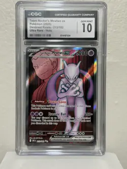 Team Rockets Mewtwo EX 213/182 Full Art Pokemon TCG Graded CGC Gem Mint 10 - Image 1