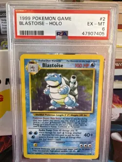 Pokemon TCG Blastoise Base Set Holo Unlimited Rare Card 2/102 PSA 6 - Image 1