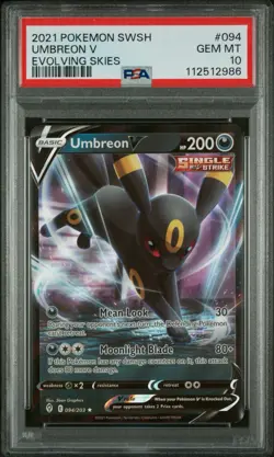 2021 Pokemon SWSH Evolving Skies Umbreon V 094/203 PSA 10 Gem Mint - Image 2