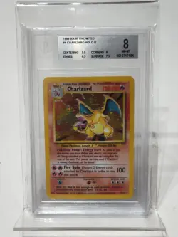 BGS 8 NM-MT Pokemon Charizard Base Set Unlimited Holo 4/102 - Image 1