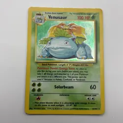 Pokemon TCG Venusaur 15/102 Base Set Unlimited Holo Rare Vintage HP DMG - Image 4
