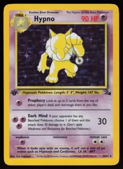 Hypno 8/62 Rare Fossil Holo 1st Edition Pokemon - Image 1