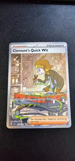 Pokemon Surging Sparks 243/191 Clement’s Quick Wit Special Illustration Rare-NM - Image 1
