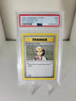 1999 Pokemon TCG Base Set FIRST EDITION Professor Oak 88/102 PSA 5 - Image 1
