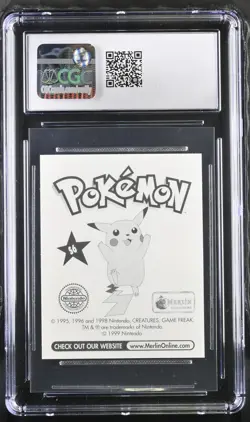 CGC 10 GEM MINT Pikachu S6 Merlin Series 1 Holographic Sticker Pokemon TCG 1998 - Image 2